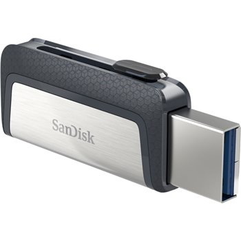 Mémoire Sandisk Ultra Dual USB-C et USB-A 32 Go - Lecture jusqu'à 150 Mo/s - Design métallique - Couleur acier/noir (Pendrive)