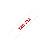 Ruban pour étiquettes laminé générique Brother TZe232 - Texte rouge sur fond blanc - Largeur 12 mm x 8 mètres