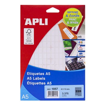 2x Étiquettes Apli blanches A5 8,0 x 12,0 mm 15 feuilles (30 feuilles)