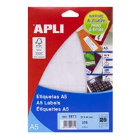 2x Étiquettes Apli blanches A5 25,0 x 40,0 mm 15 feuilles (30 feuilles)