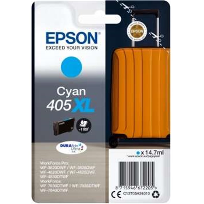 Original - Cartouche Epson 405 XL (C13T05H24010/C13T05G24010) - Cyan - 1 100 pages