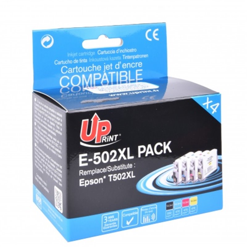 Uprint - Lot de 4 Cartouche compatible Epson T02V6 (502 XL)