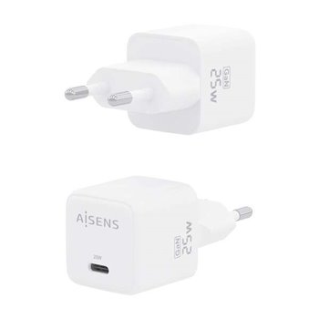 Aisens Chargeur Gan 25W - 1xUSB-C PD3.0 QC4.0 - Couleur Blanc