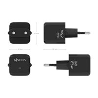 Aisens Chargeur Gan 25W - 1xUSB-C PD3.0 QC4.0 - Couleur Noir