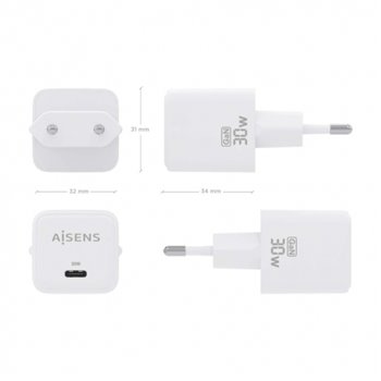 Aisens Gan USB-C Chargeur 30W - Blanc