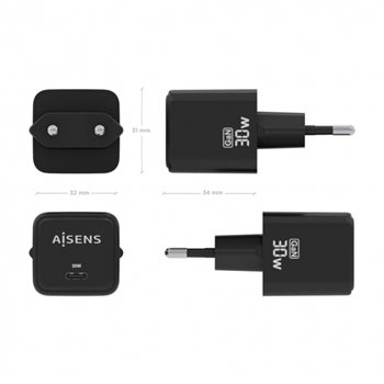 Aisens Gan USB-C Chargeur 30W - Noir