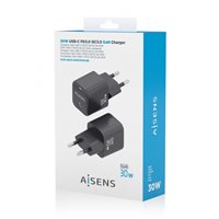 Aisens Gan USB-C Chargeur 30W - Haute efficacité énergétique - Noir