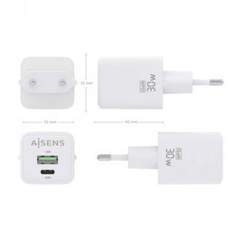 Chargeur Aisens Gan USB-C 30W - Haute efficacité énergétique - Blanc