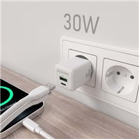 Chargeur Aisens Gan USB-C 30W - Haute efficacité énergétique - Blanc