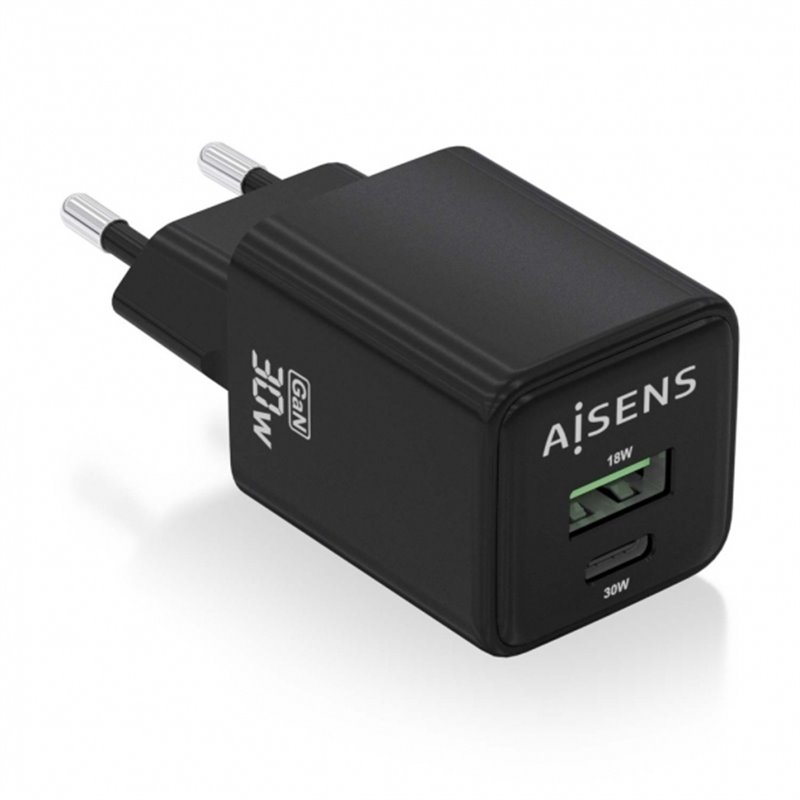 Aisens Gan USB-C Chargeur 30W - Haute efficacité énergétique - Noir