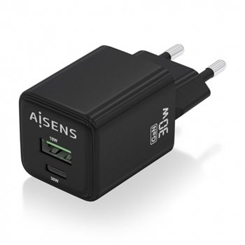 Aisens Gan USB-C Chargeur 30W - Haute efficacité énergétique - Noir