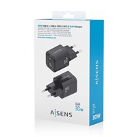 Aisens Gan USB-C Chargeur 30W - Haute efficacité énergétique - Noir