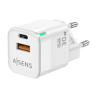 Chargeur Aisens GAN 30W - 1xUSB-C PD3.0 QC4.0 - 1xUSB-A QC3.0 - Couleur Blanc