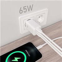 Chargeur Aisens Gan USB-C 65W - Haute efficacité énergétique - Couleur Blanc