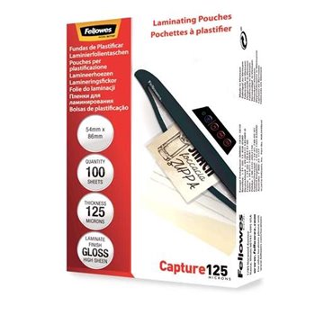 Fellowes Lot de 100 Pochettes de Plastification pour Cartes 54 x 86 mm Brillant - 125 Microns - Haute Qualité - Transparent