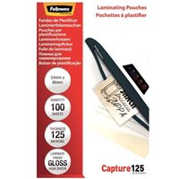 Fellowes Lot de 100 Pochettes de Plastification pour Cartes 54 x 86 mm Brillant - 125 Microns - Haute Qualité - Transparent