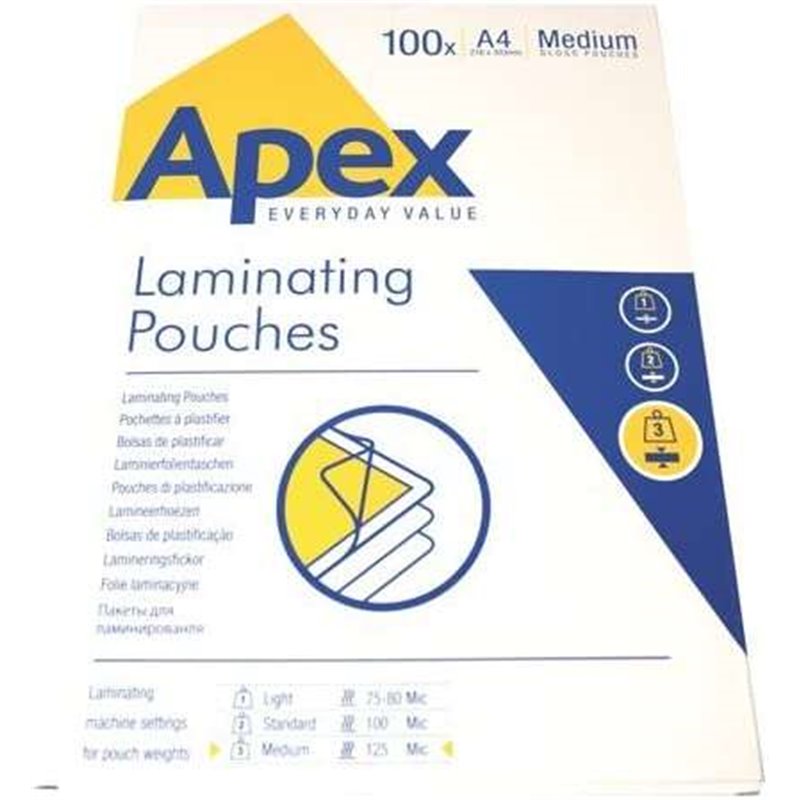 Fellowes Lot de 100 pochettes de plastification brillantes A4 - 125 microns - Résistantes à l'eau - Transparentes