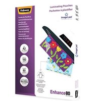 Fellowes Lot de 100 Pochettes de Plastification Brillantes A3 - 80 Microns - Haute Qualité - Transparent