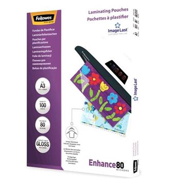 Fellowes Lot de 100 Pochettes de Plastification Brillantes A3 - 80 Microns - Haute Qualité - Transparent