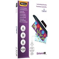 Fellowes Lot de 100 Pochettes de Plastification Brillantes A3 - 80 Microns - Haute Qualité - Transparent