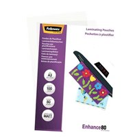 Fellowes Lot de 100 Pochettes de Plastification A3 Mat - 80 Microns - Haute Qualité - Transparent