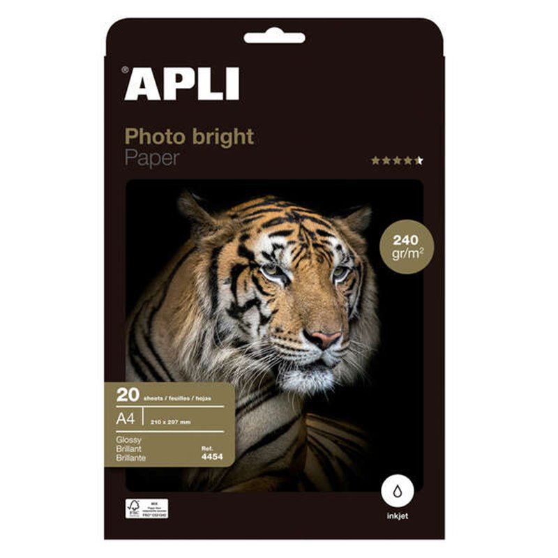 Apli Photobright Papier Photo A4 240g 20 Feuilles