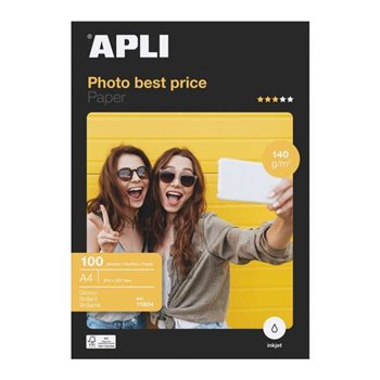 Apli Bestprice Papier Photo A4 140gr - Finition Brillante - 100 Feuilles