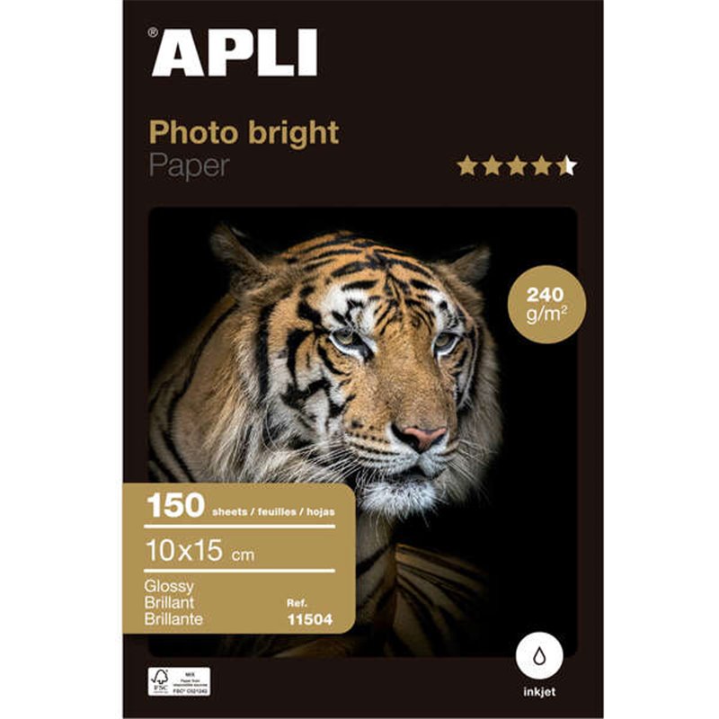 Apli Photobright Papier photo 10 x 15 cm 240 g 150 feuilles