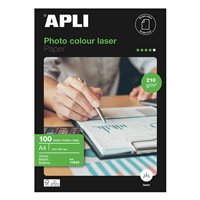 Papier photo laser couleur Apli A4 210g 100 feuilles