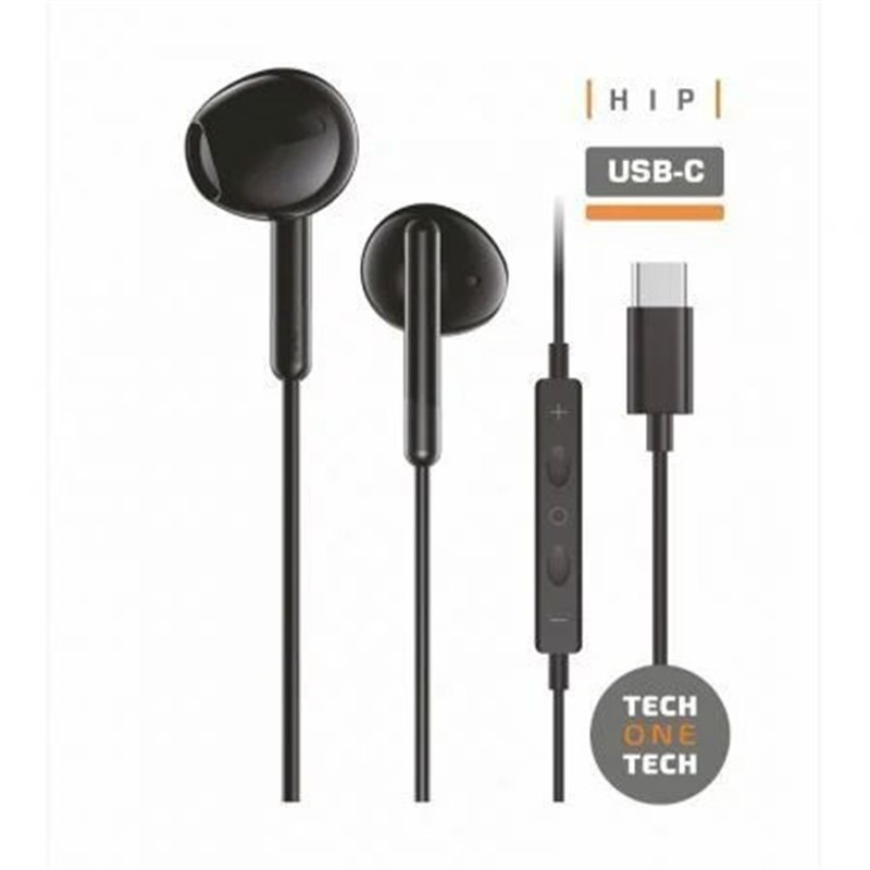 TechOneTech ear Écouteurs Intra-Auriculaires Tech Hip USB-C - Microphone Intégré - Assistant Vocal - Câble 1,20m