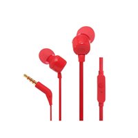 Casque JBL Tune 110 avec Microphone - Mains Libres - Commande Filaire - Câble Plat 1,11 m - Coloris Rouge