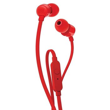 Casque JBL Tune 110 avec Microphone - Mains Libres - Commande Filaire - Câble Plat 1,11 m - Coloris Rouge