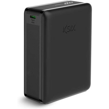 Ksix Powerbank Nano 20 000 mAh - Format de poche - Power Delivery - 22,5 W - Câble USB-C vers USB-C - Couleur Noir