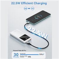 Batterie Vention Powerbank 10000mAh 22,5W USB (C+A+A) avec écran LED - Couleur blanche