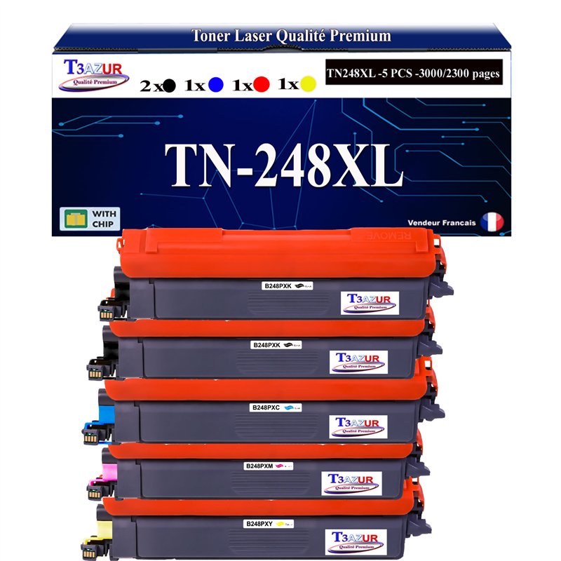 Lot de 4 Toners compatibles Brother TN248XL (Noir+Couleur)