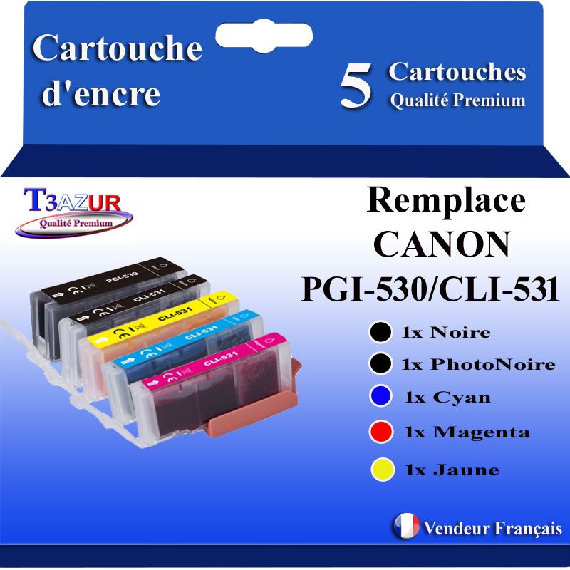 Lot de 5 Cartouche Compatible pour Canon PGI-530 / CLI-531